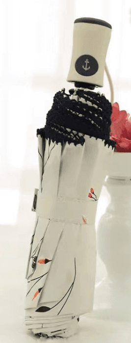 折りたたみ傘 花柄レース付き全自動開閉折りたたみ日傘