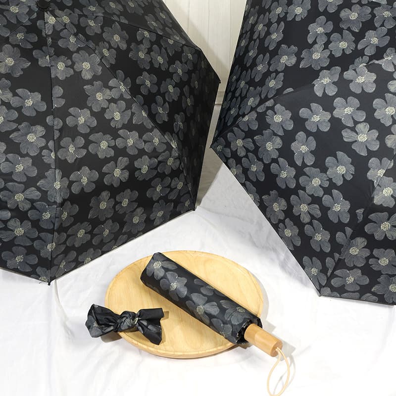 花柄三段折りたたみ傘 晴雨兼用 紫外線カット 軽量