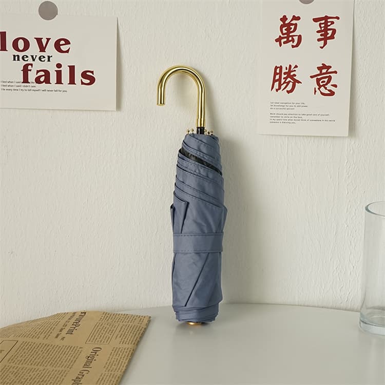 上品な金色ハンドル折りたたみ傘晴雨兼用