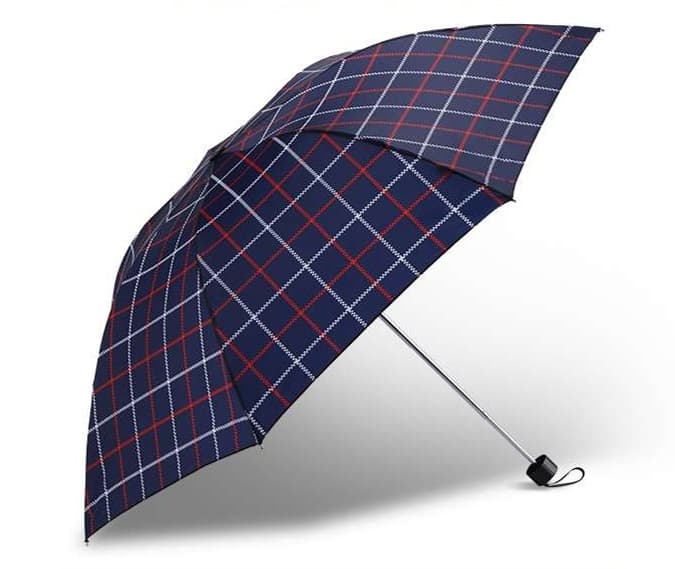 晴雨兼用チェック柄コンパクト折りたたみ傘