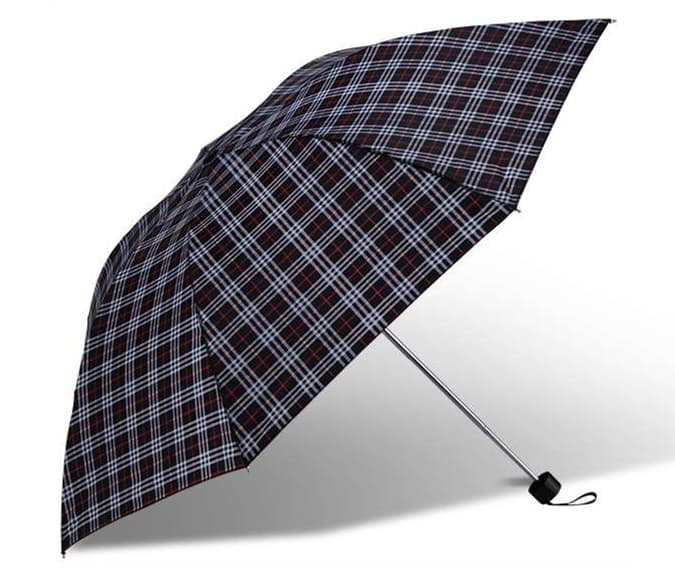 晴雨兼用チェック柄コンパクト折りたたみ傘