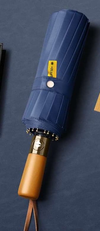 折りたたみ傘 紳士用木目調ハンドル自動開閉折りたたみ日傘