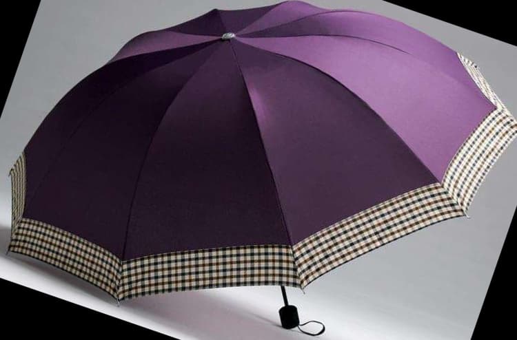 折りたたみ傘 格子柄縁取り高級折りたたみ晴雨兼用傘