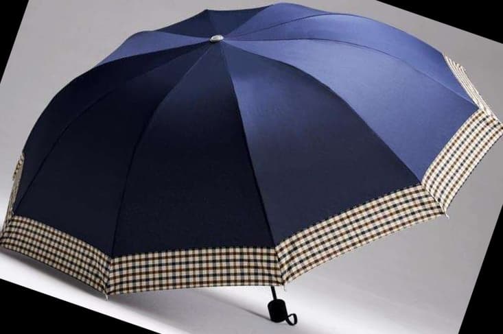 折りたたみ傘 格子柄縁取り高級折りたたみ晴雨兼用傘