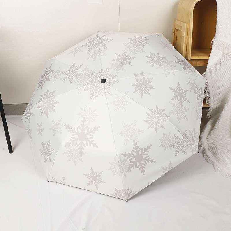 雪の結晶模様 晴雨兼用折りたたみ傘
